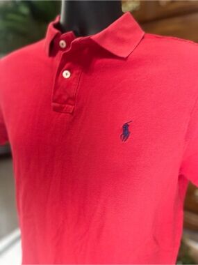 Ralph Lauren Men’s Red Polo Shirt with Contrast Pony Logo SMALL